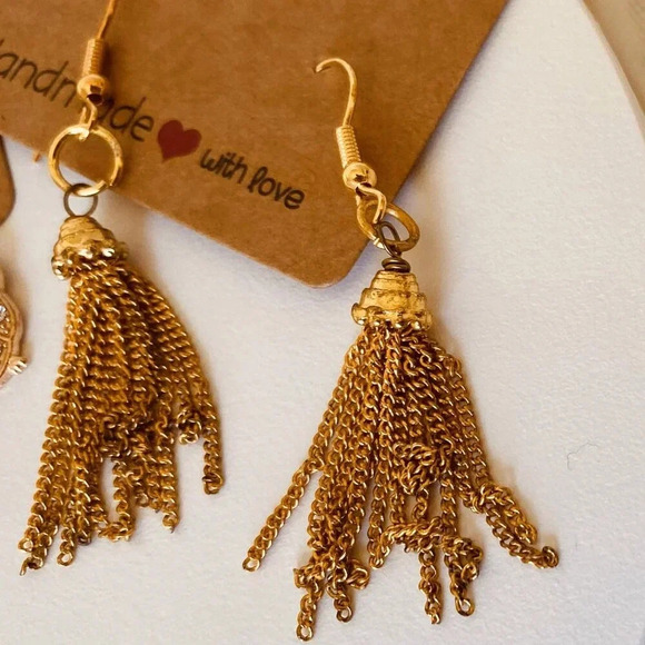 Beautiful Set of TWO Pair Goldtoned Dangling Fashion Earrings - Picture 4 of 5